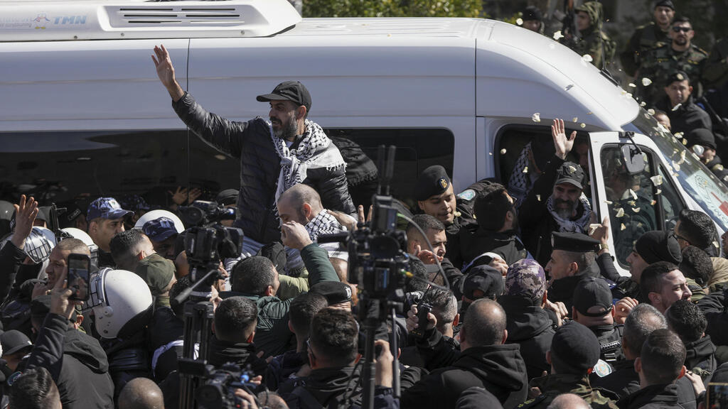 חגיגות בזמן שחרור האסירים הביטחוניים לרמאללה