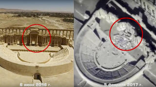 תיעוד אווירי של הרס התיאטרון הרומי בתדמור