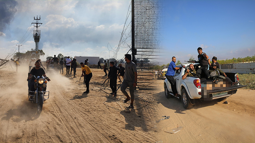 Terrorists infiltrating Israel on October 7 (Photo: Hani Alshaer/ AFP , AP Photo/Ali Mahmud) ביג מיוחד מחבלים נכנסים לישראל ב-7/10