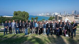 Israel Tech Mission participants gather for a photo in Jaffa 