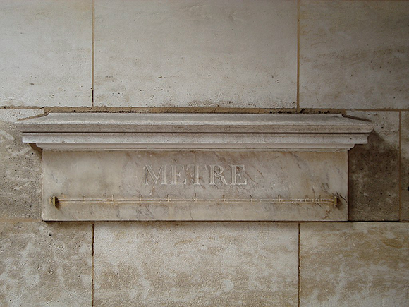 A standard meter on a wall in Paris