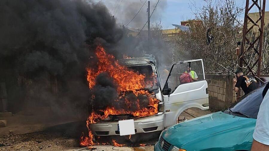 Social media images of a car in an IDF drone strike on Monday 