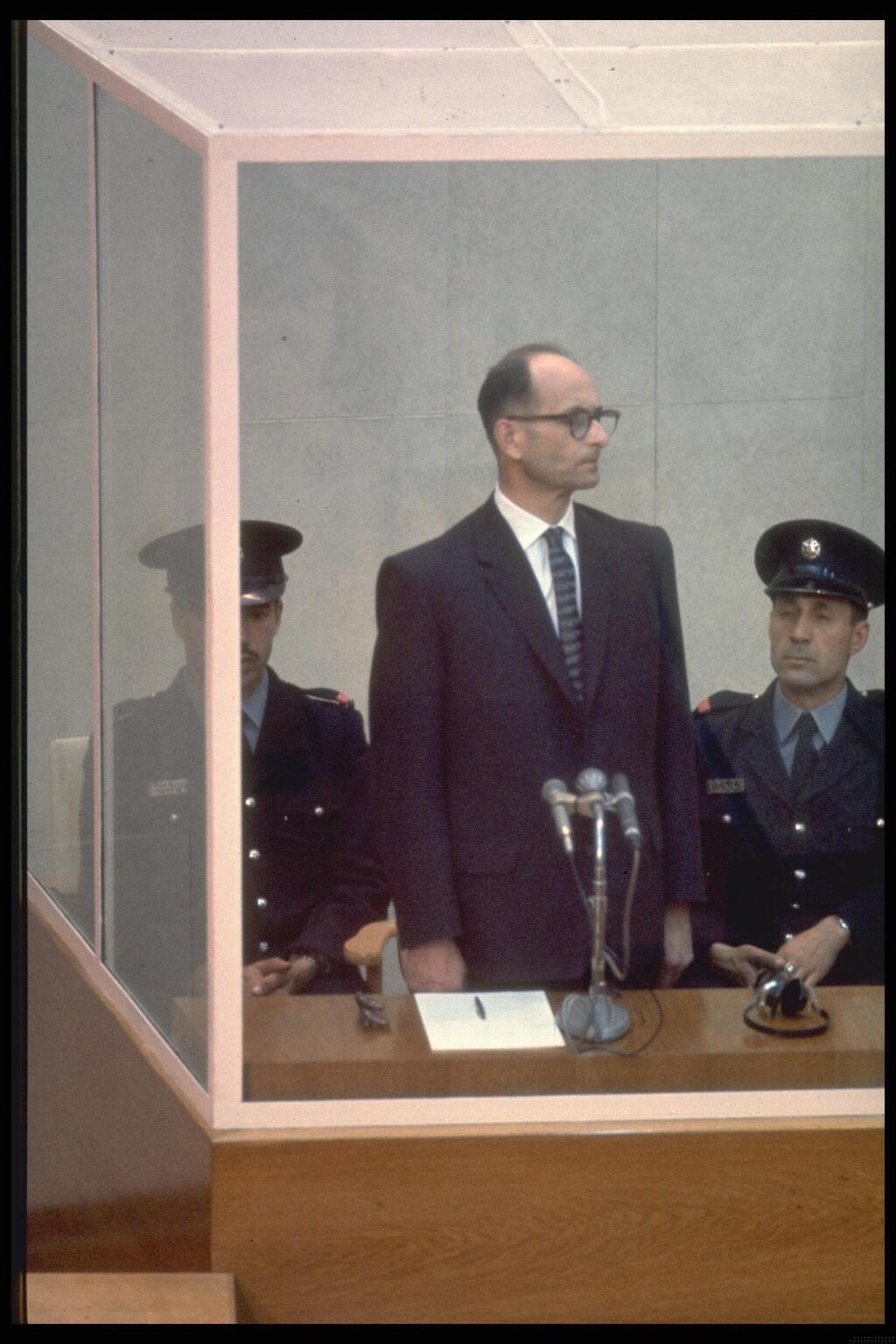 Adolf Eichmann on trial in Israel, 1961 (Photo: GPO) אדולף אייכמן, במשפט שנערך לו בישראל