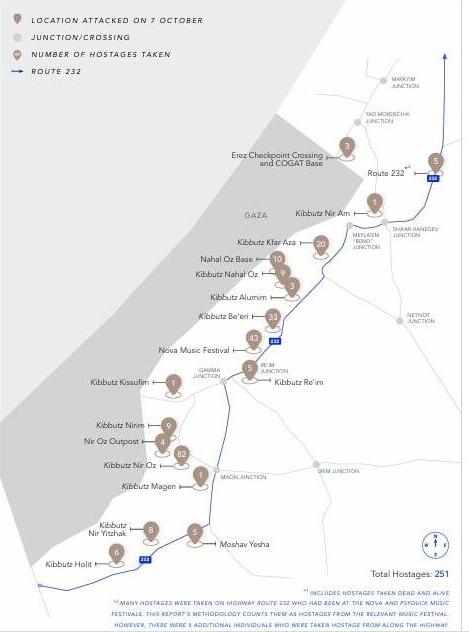  מפת החטופים ב-7 באוקטובר מתוך דוח רוברטס הבריטי