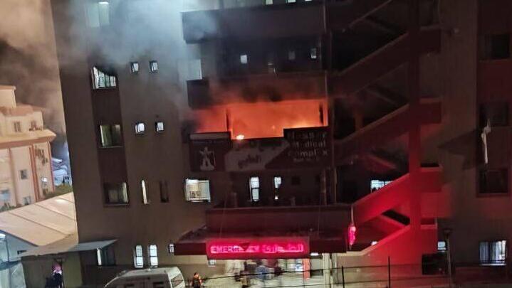 תקיפה בבניין החירום במתחם הרפואי נאסר בעיר חאן יונס מדרום לרצועת עזה