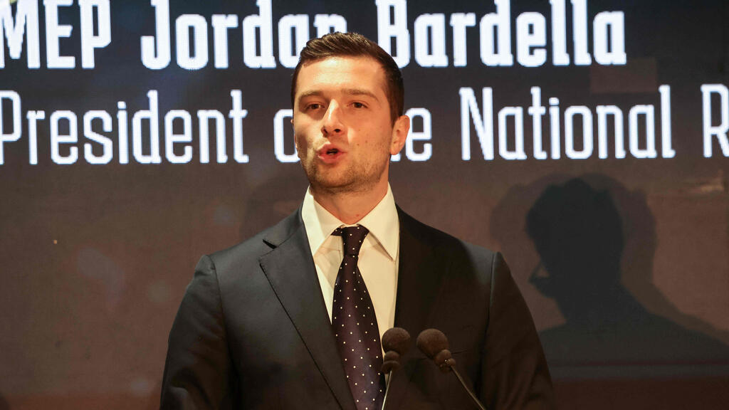 Bardella at Chikli’s International Conference on Combating Antisemitism in Jerusalem. The first National Rally leader invited by the Israeli government (Photo: Menahem KAHANA / AFP) ז'ורדן ברדלה