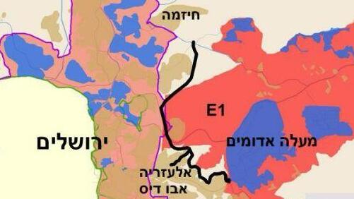 כביש "מרקם חיים" במפה של "שלום עכשיו"