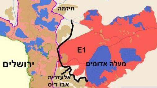 כביש "מרקם חיים" במפה של "שלום עכשיו"