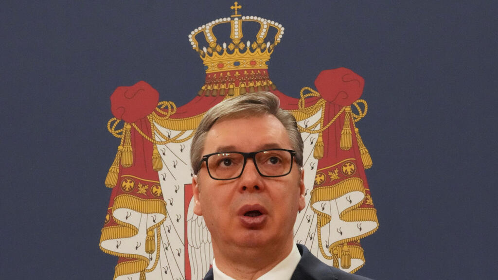 Serbian President Aleksandar Vucic (Photo: Darko Vojinovic/ AP) סרביה בלגרד הפגנות נגד נשיא אלכסנדר ווצ'יץ'