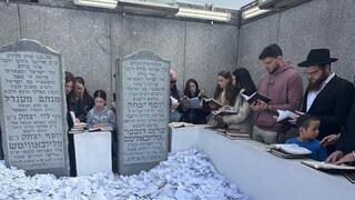 סשה טרופנוב ליד קברו של הרבי מלובביץ'
