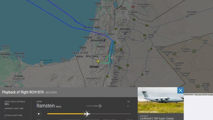 מטוס סופר גלקסי C-5 של צבא ארה"ב נחת בנבטים בנגב 