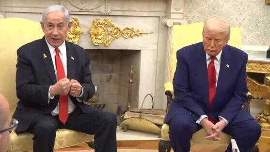  ראש הממשלה בנימין נתניהו ונשיא ארה"ב דונלד טראמפ בחדר הסגול