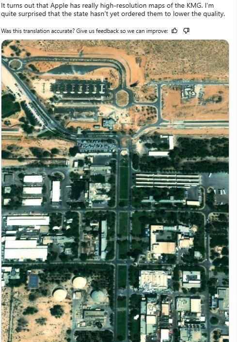 Tweet with a clear satellite view of the facility