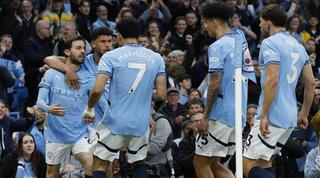 שחקני מנצ'סטר סיטי חוגגים