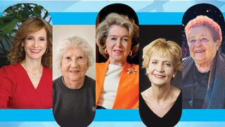 כלות פרס ישראל, מימין: פרופ' רות קרק, פרופ' זהר שביט,  נינה אבידר ווינר,  פרופ' דבורה גילולה, פרופ' יונינה ברגלס אלדר