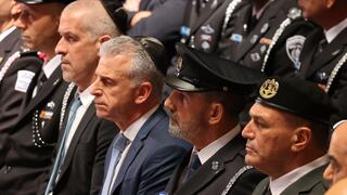 קובי יעקובי, רונן בר, דדי ברנע, דני לוי ואייל זמיר בטקס הצדעה לחללי צה"ל בהר הרצל