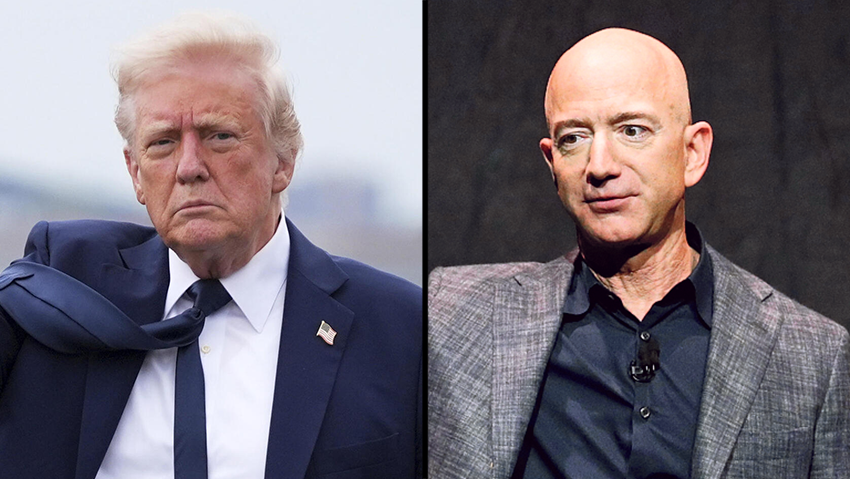 נשיא ארה"ב דונלד טראמפ מייסד אמזון ג'ף בזוס