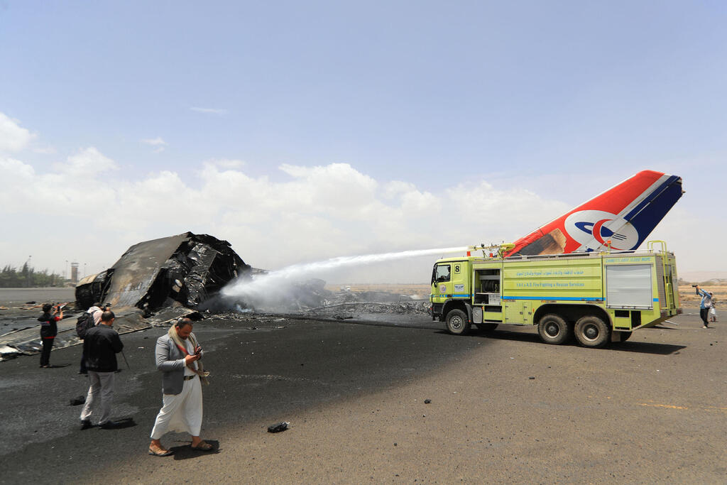 ההרס בנמל התעופה בצנעא