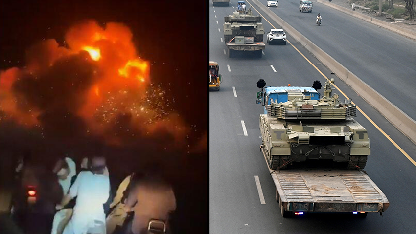 הובלת טנק טנקים של צבהא פקיסטן באזור לאהור בצל חשש ממלחמה עם הודו