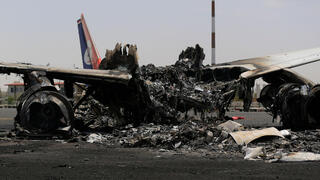 ההרס בנמל התעופה בצנעא