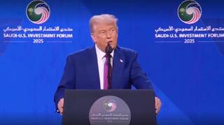 נשיא ארה"ב דונלד טראמפ ויורש העצר הסעודי מוחמד בן סלמאן בהצהרה משותפת