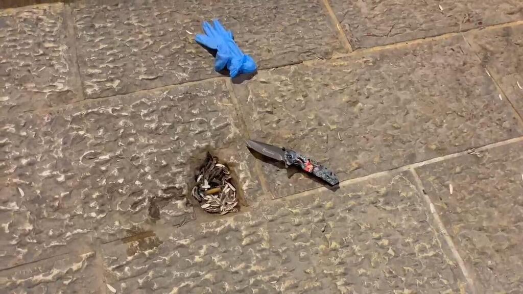 זירת פיגוע הדקירה ברחוב שער השלשלת בעיר העתיקה בירושלים