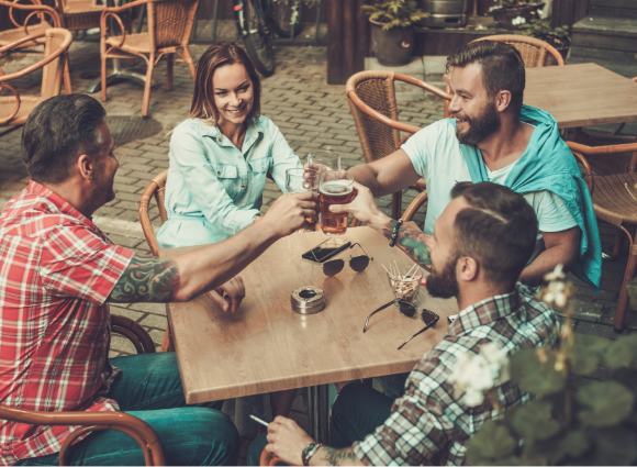 A group of young people enjoying a meal together