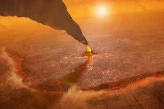 a vast depression likely created by underground movement of molten rock