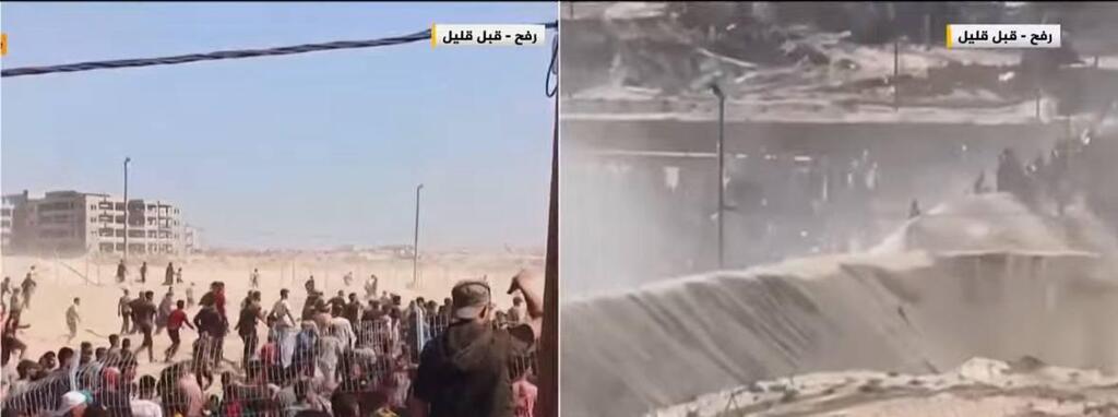 תיעוד: פריצה לאחד ממתחמי החלוקה ברצועת עזה, נסיגת עובדים אמריקנים - וירי ממסוקים