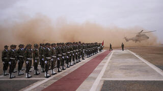 Members of the Moroccan Royal Armed Forces stand guard as they take part in the 21st edition of the African Lion military exercise, in Tantan, south of Agadir, Morocco, May 23, 2025 