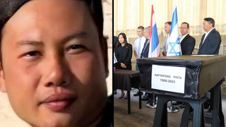 טקס הפרידה מגופתו של נטפונג פינטה, שנרצח בשבי חמאס