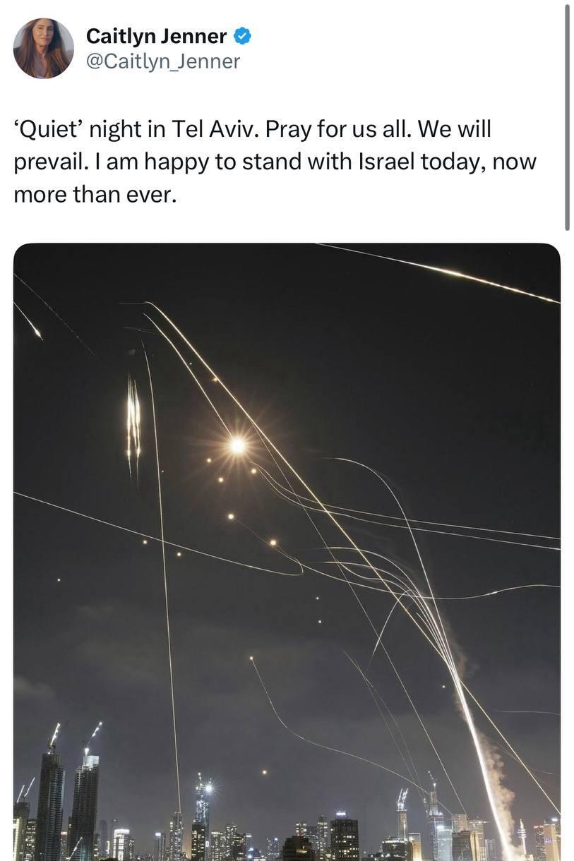 Caitlyn Jenner shares about the night of the missiles from Iran (Photo: Social media networks) קייטלין ג'נר משתפת על ליל הטילים מאיראן