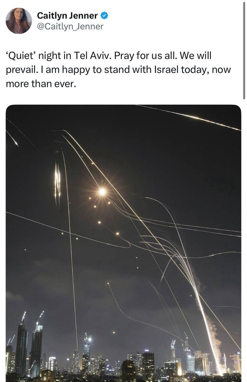 קייטלין ג'נר משתפת על ליל הטילים מאיראן