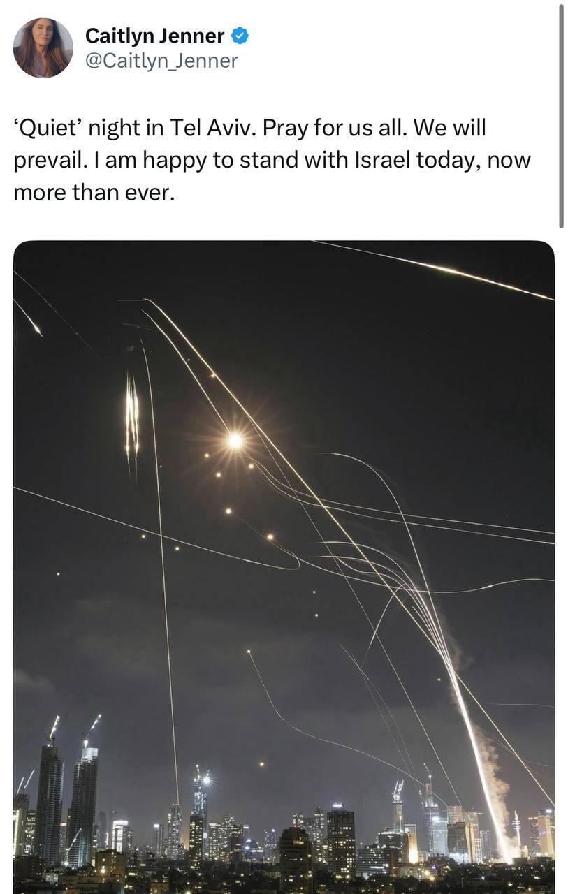 קייטלין ג'נר משתפת על ליל הטילים מאיראן