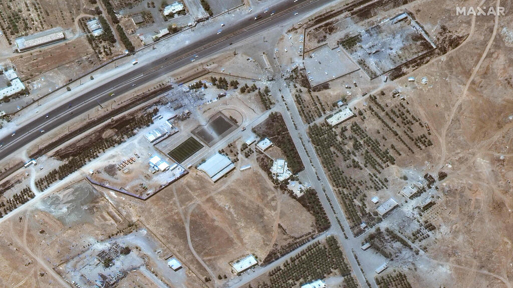 צילום לוויין 15 ביוני של הנזק ל מתקני טילים ב כרמאנשאה בתקיפה של חיל האוויר ב מבצע עם כלביא של ישראל נגד איראן