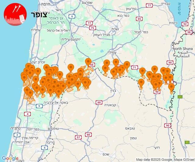 מסלול הכטב"ם האיראני שיורט בקיסריה
