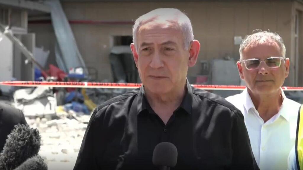 Prime Minister Benjamin Netanyahu at Soroka Medical Center after it was hit by a missile הצהרת ראש הממשלה בזירת הפגיעה בבית החולים סורוקה