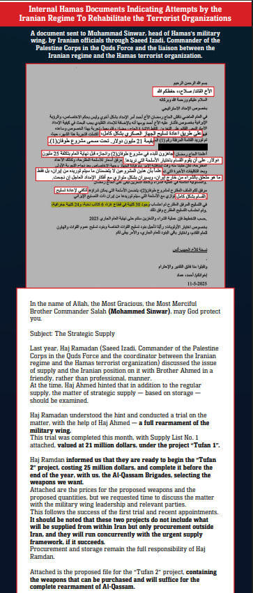  IDF Reveals How Saeed Izadi Armed and Funded Hamas on Behalf of the Iranian Regime