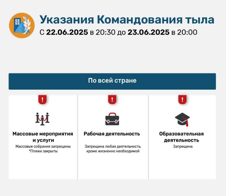 Указания Службы тыла