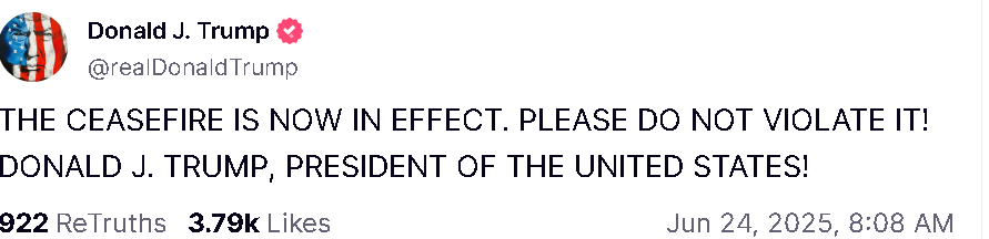 Truth Social post 