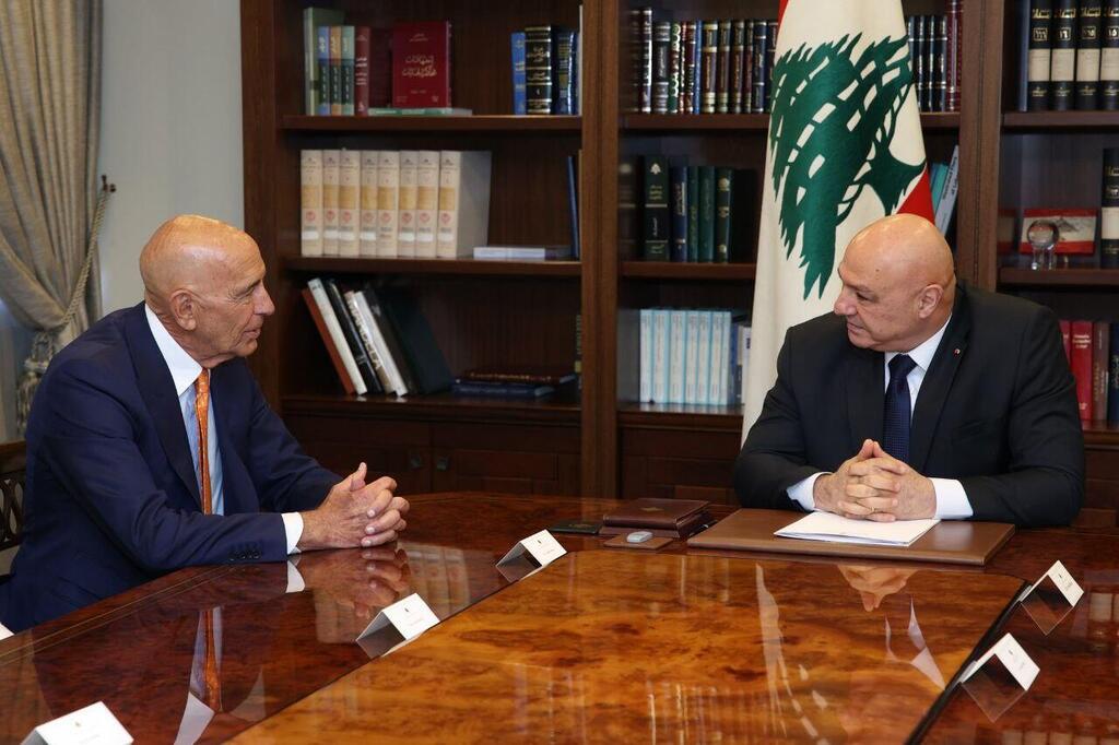 Lebanese President Jospeh Aoun meeting with U.S. special envoy Thomas Barrack נשיא לבנון ג'וזף עאון נפגש עם תומאס ברק השליח האמריקני