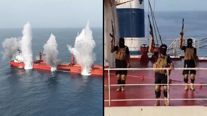 תיעוד שפרסמו החות'ים: תקיפת ספינת Magic Seas  מול חופי תימן