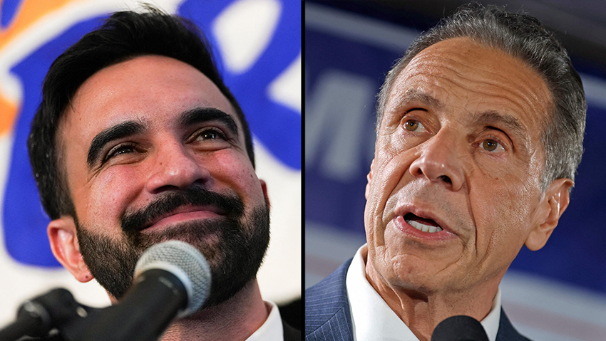 New York City mayoral candidates: Zohran Mamdani and Andrew Cuomo (Photos: John Lamparski/AFP, David 'Dee' Delgado/Reuters) מושל ניו יורק לשעבר אנדרו קואומו, זוהראן ממדאני ניצח בפריימריז של המפלגה הדמוקרטית לראשות העיר ניו יורק