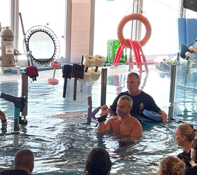 Ventura and Matalon demonstrate the company’s aquatic training system during a rehab session (Photo: Courtesy) Ventura and Matalon demonstrate the company’s aquatic training system during a rehab session