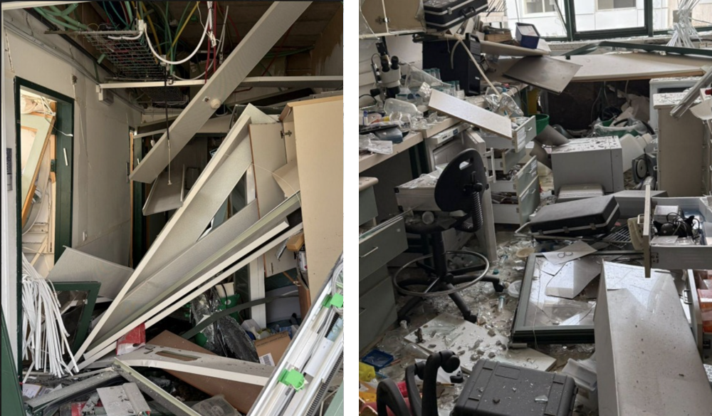 After major crises, we move forward and forge new paths. Destruction in the Zussman Building at the Weizmann Institute, where Kaspi and Yoffe work, following the Iranian missile strike (Photo: Weizmann Institute of Science) After major crises, we move forward and forge new paths. Destruction in the Zussman Building at the Weizmann Institute, where Kaspi and Yoffe work, following the Iranian missile strike