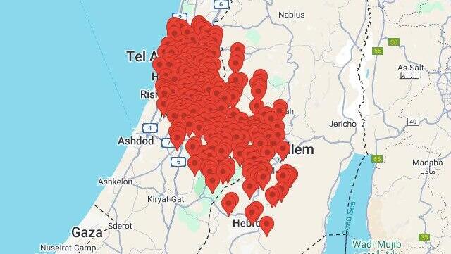 Sirens that sounded in central Israel on Tuesday morning 
