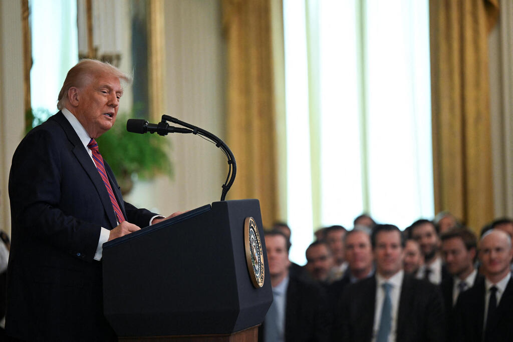 US President Donald Trump at the signing of the GENIUS Act, last week (Photo: REUTERS/Annabelle Gordon) נשיא ארה"ב דונלד טראמפ