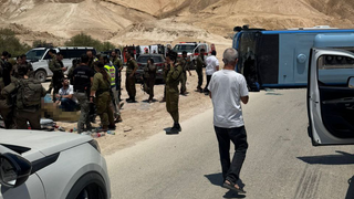 זירת התהפכות האוטובוס סמוך לנבי מוסא