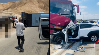 זירת התאונה בכביש 581 סמוך לצומת מגל, זירת התהפכות האוטובוס סמוך לנבי מוסא