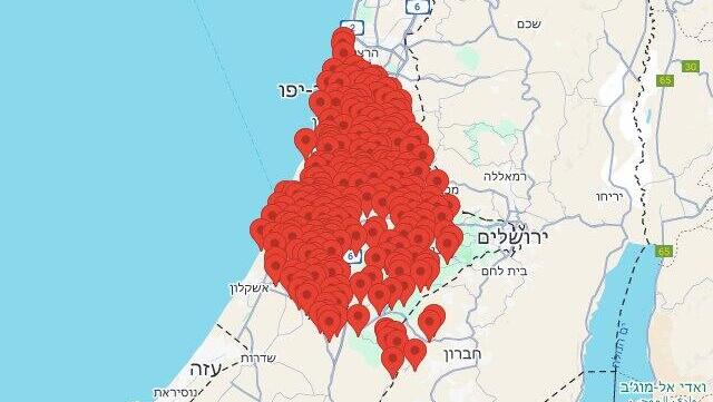 מפת האזעקות בעקבות השיגור מתימן